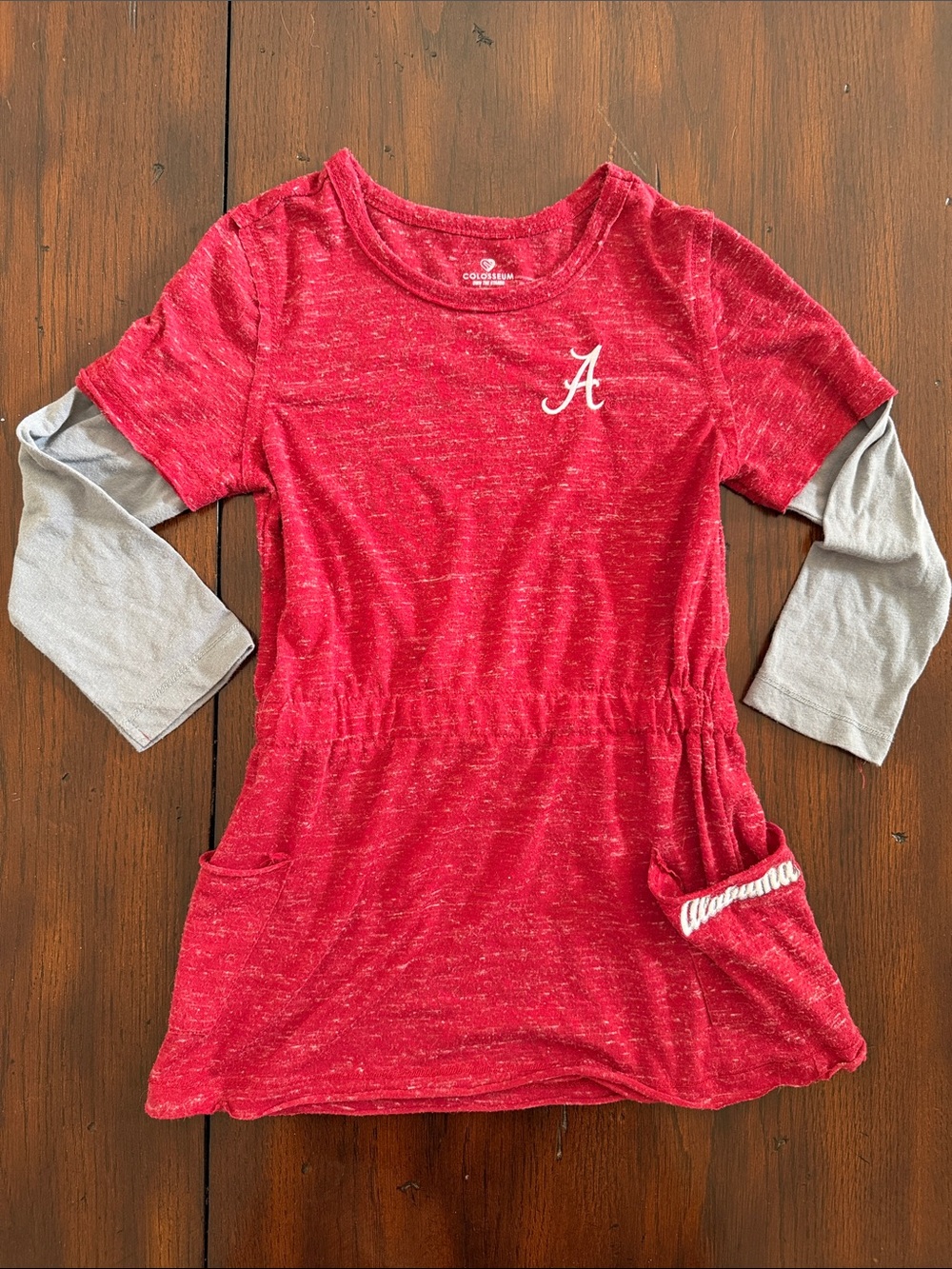 Alabama Crimson Red & Gray Girls' Layered dress